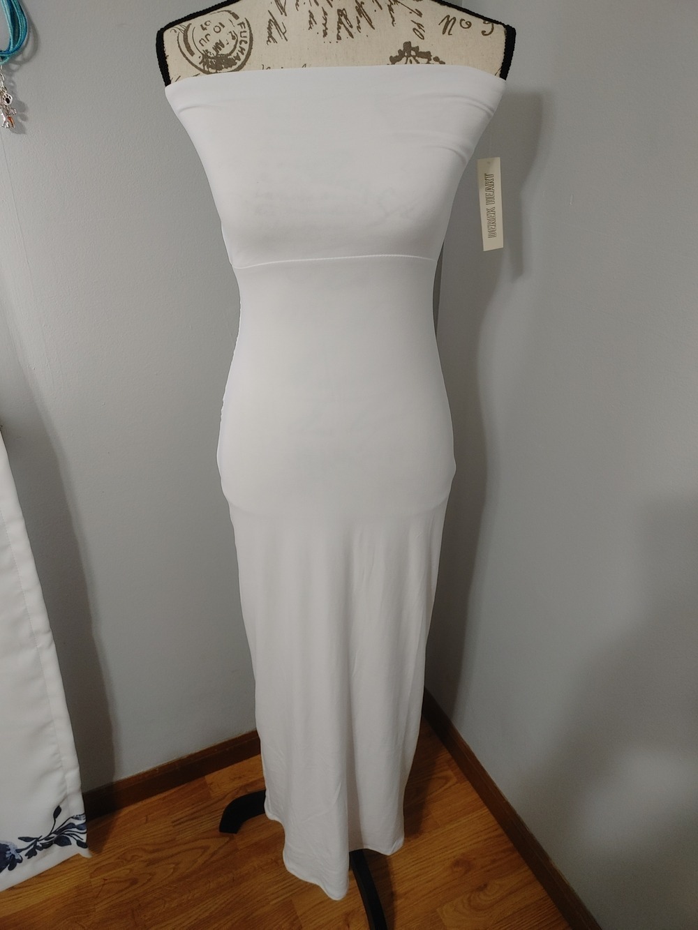 New! Women's Derek Heart Strapless Beach Party Summer Maxi Dress in White Size M